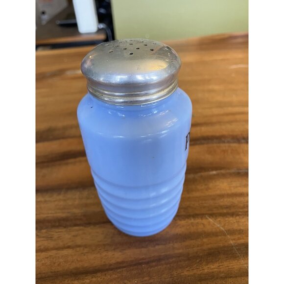 Vintage Jeannette Delphite Blue Ribbed Glass Pepper Shaker - Picture 7 of 13